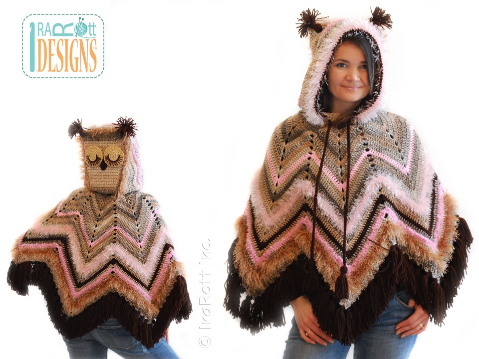 Fiesta Owl Poncho with Hood Crochet Pattern