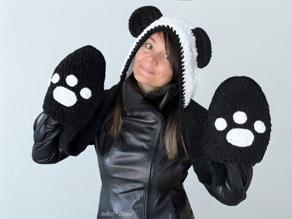 Amanda The Panda Scood with Pockets Crochet Pattern