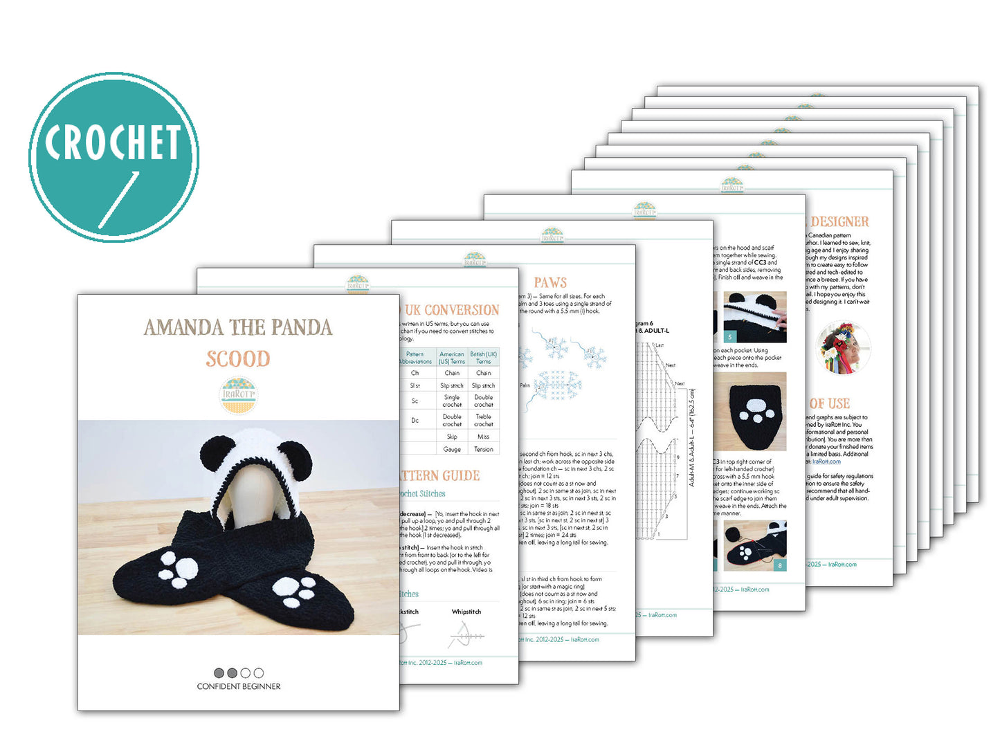 Amanda The Panda Scood with Pockets Crochet Pattern