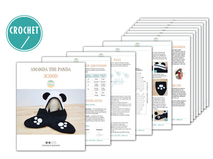 Amanda The Panda Scood with Pockets Crochet Pattern