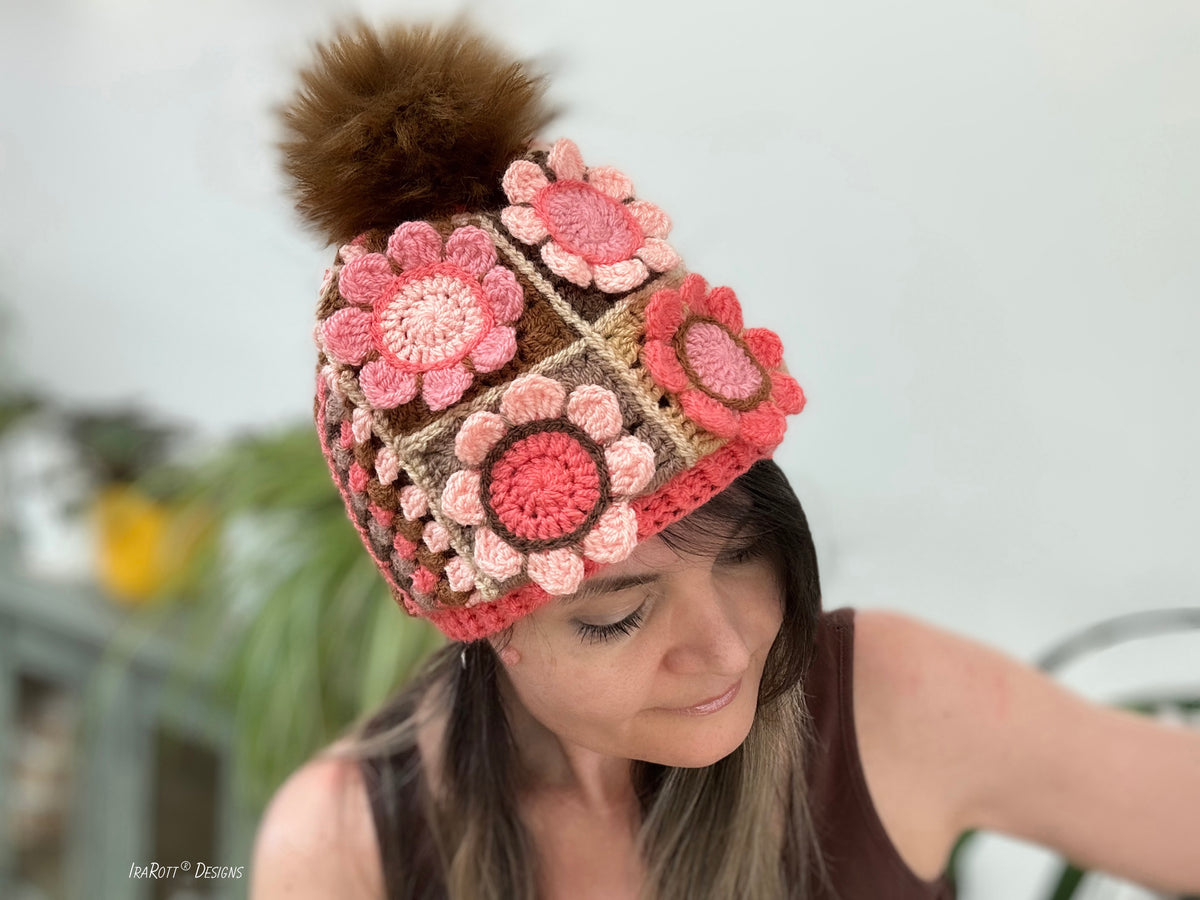 Multicolor Crochet Hat with Flower Accent Quick Crochet Flower Hat Tutorial - YouTube main image 2