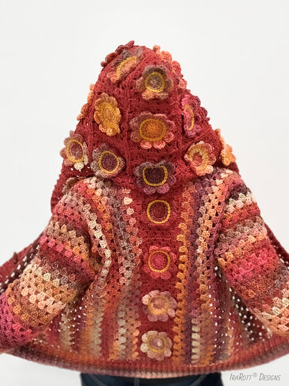 Awesome Blossom Hooded Cardigan Crochet Pattern