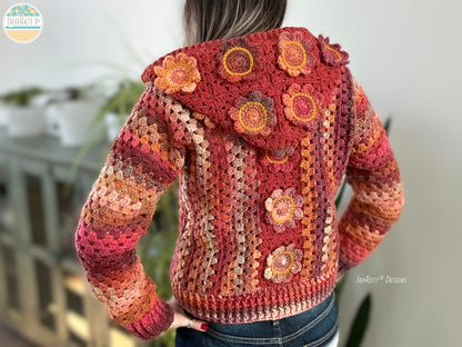 Awesome Blossom Hooded Cardigan Crochet Pattern