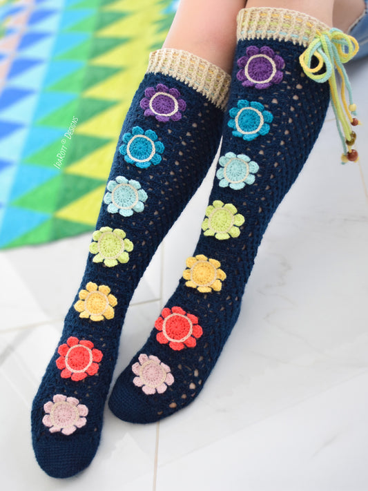 Awesome Blossom Socks Crochet Pattern