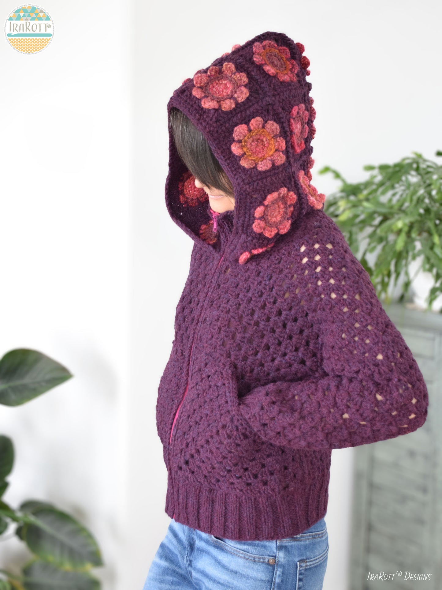 Awesome Blossom Zip Hoodie Crochet Pattern