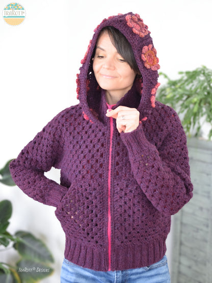 Awesome Blossom Zip Hoodie Crochet Pattern