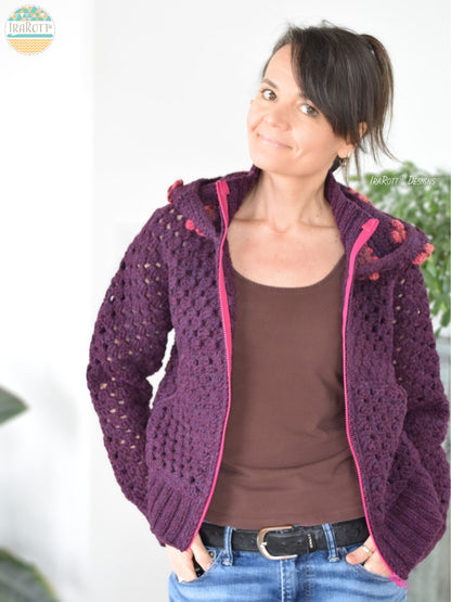 Awesome Blossom Zip Hoodie Crochet Pattern