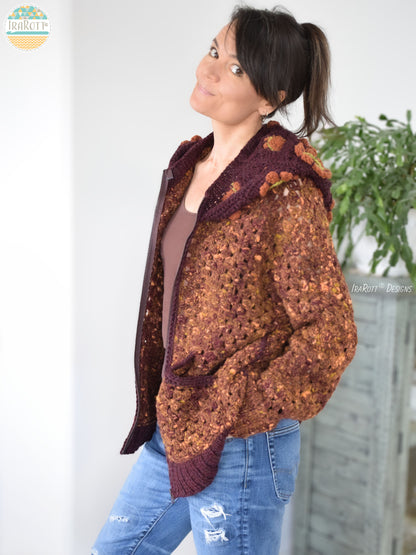 Awesome Blossom Zip Hoodie Crochet Pattern