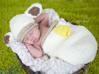 Baa-Baa Baby Lamb Hat and Cocoon Knitting Pattern