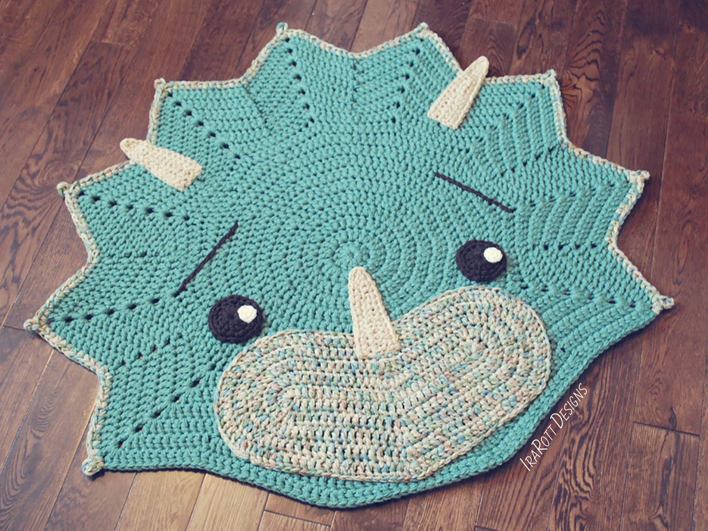 Triceratops Dinosaur Area Rug Crochet Pattern