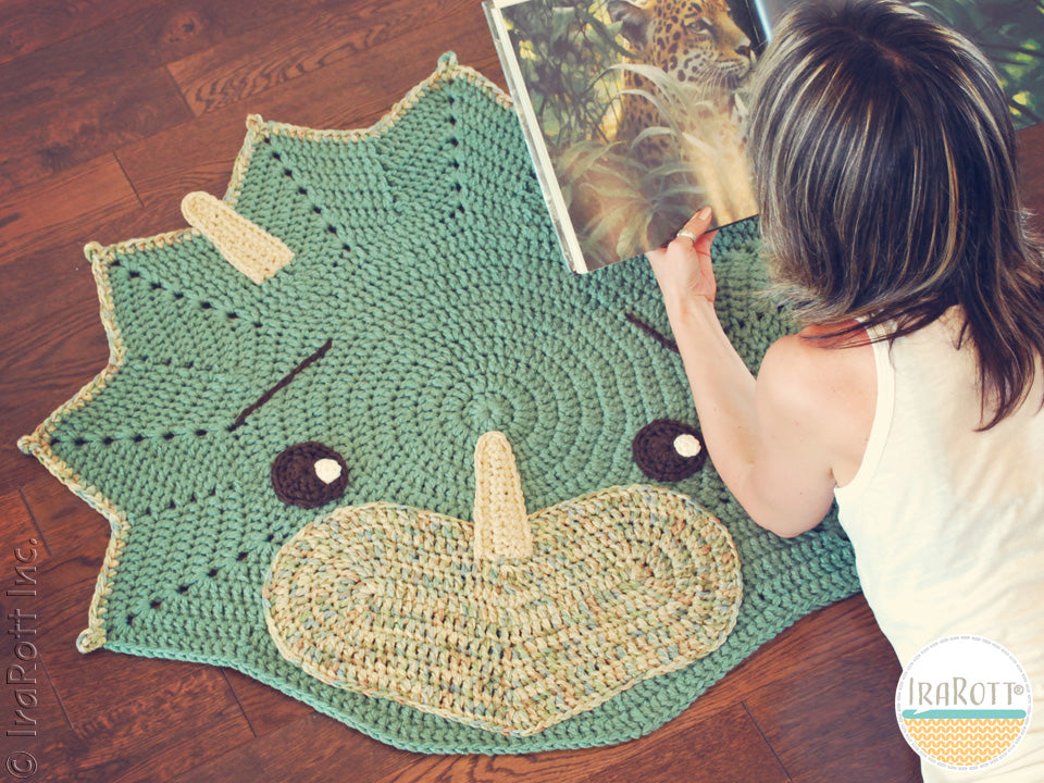 Triceratops Dinosaur Area Rug Crochet Pattern