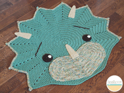 Triceratops Dinosaur Area Rug Crochet Pattern