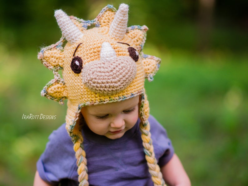 Tops The Triceratops Dinosaur Hat Crochet Pattern