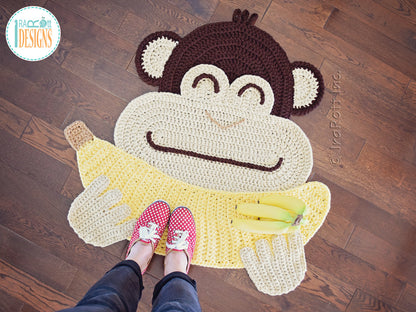 Chimpanzee Banana Monkey Rug Crochet Pattern