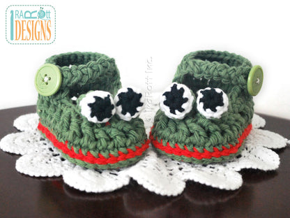 Crazy-Eyed Frog Booties Crochet Pattern