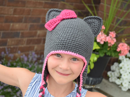 Sassy The Kitty Hat With Bow Crochet Pattern