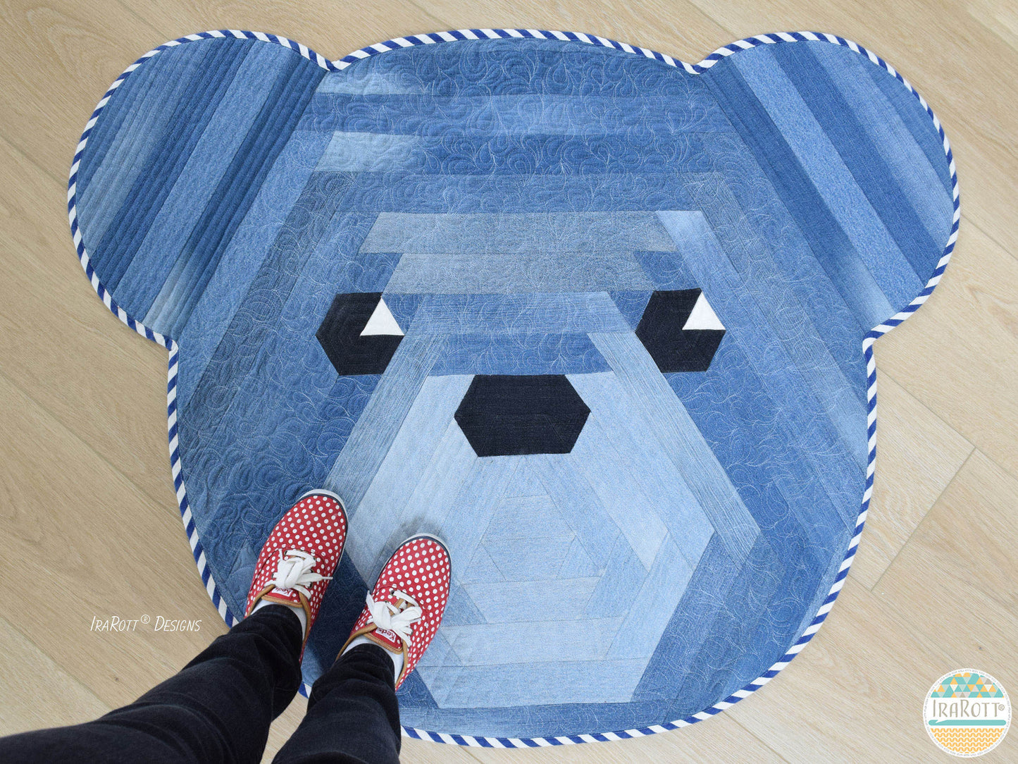 Cuddles The Hexi Bear Jelly Roll Rug Quilting Pattern