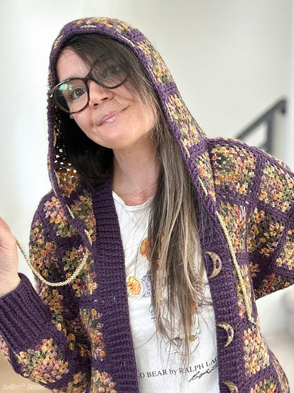 Dolman Hoodie Granny Square Cardigan Crochet Pattern