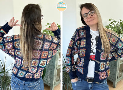 Dolman Hoodie Granny Square Cardigan Crochet Pattern