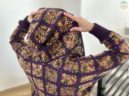 Dolman Hoodie Granny Square Cardigan Crochet Pattern