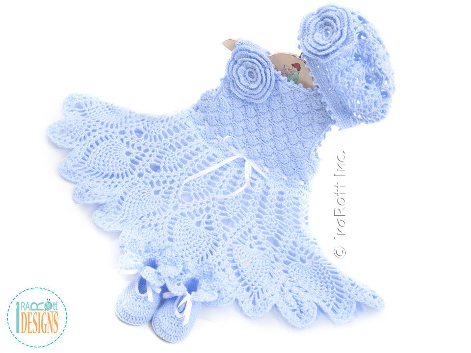 Ivory Dream Christening Gown Baby Set Crochet Pattern