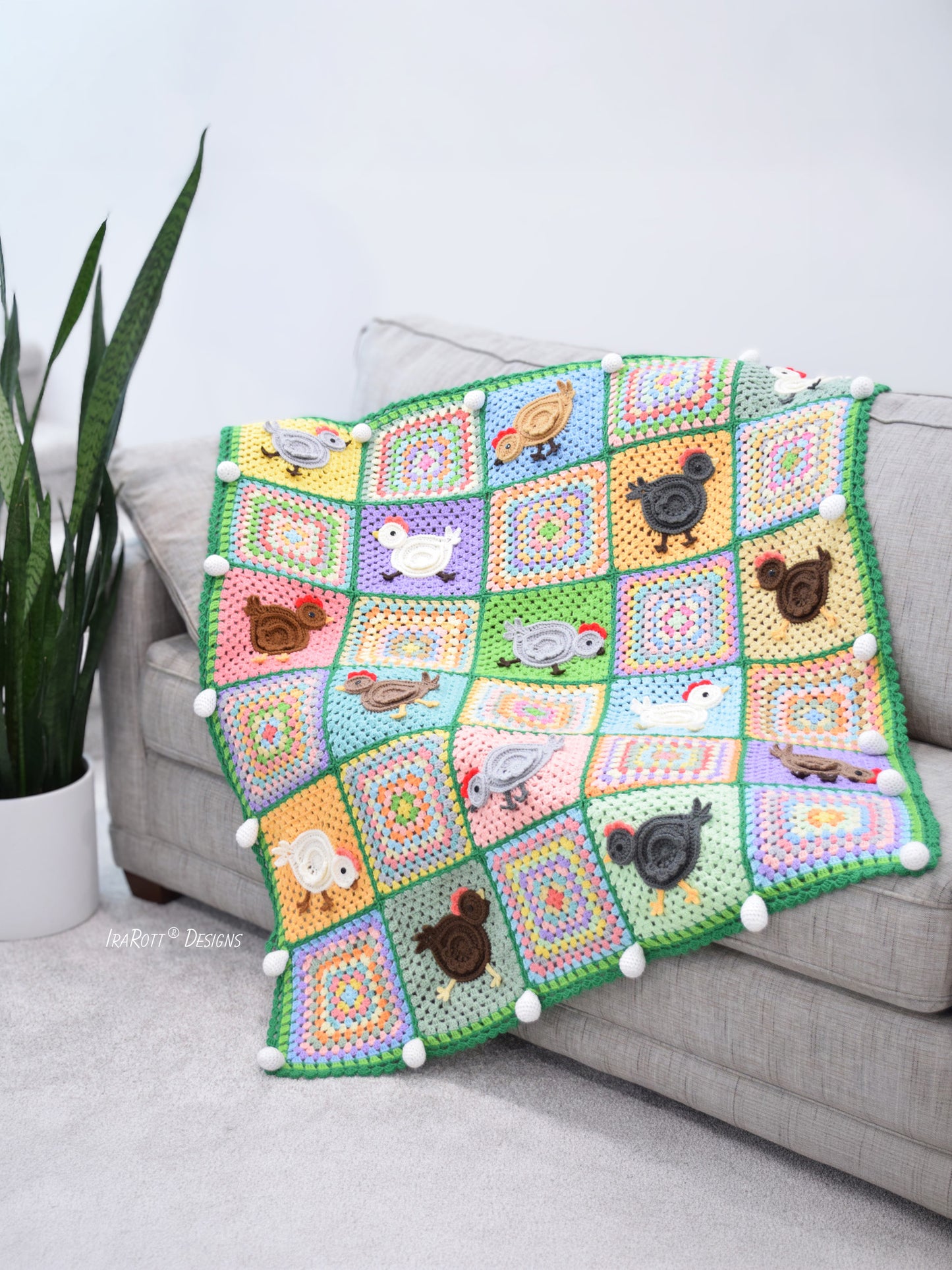 Free-Range Chickens Blanket Crochet Pattern
