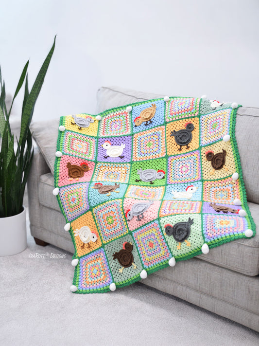 Free-Range Chickens Blanket Crochet Pattern
