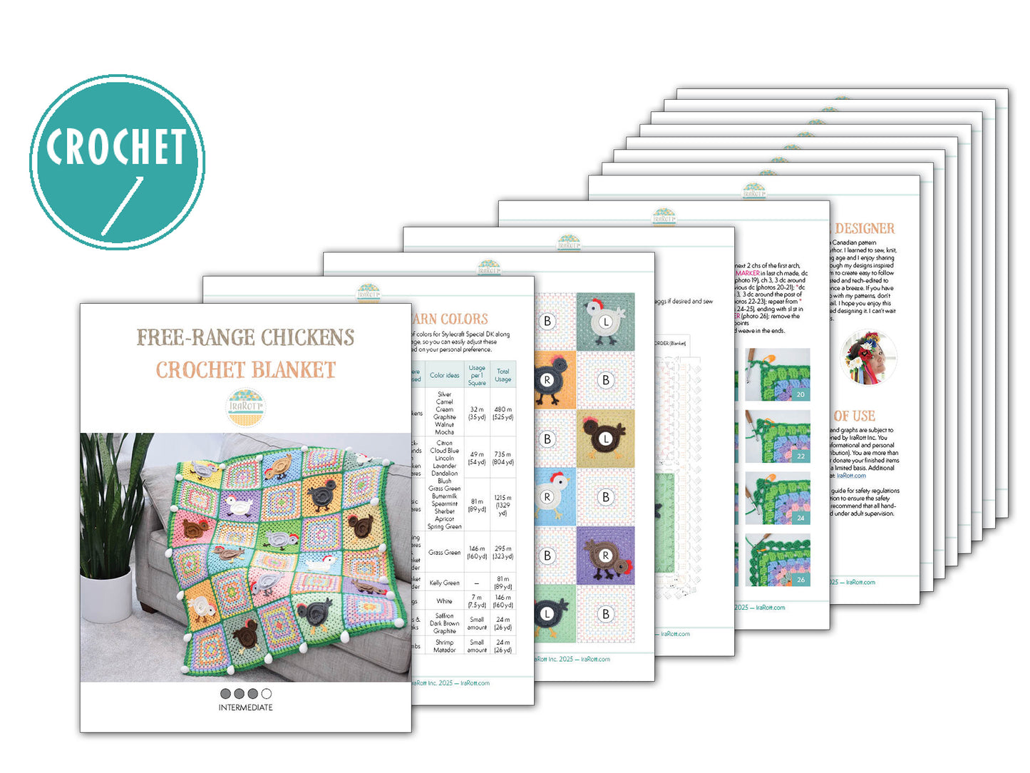 Free-Range Chickens Blanket Crochet Pattern