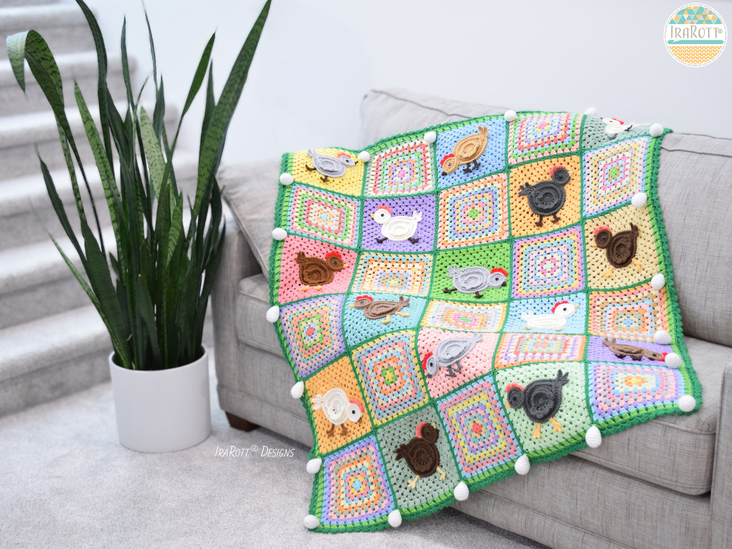 Free-Range Chickens Blanket Crochet Pattern