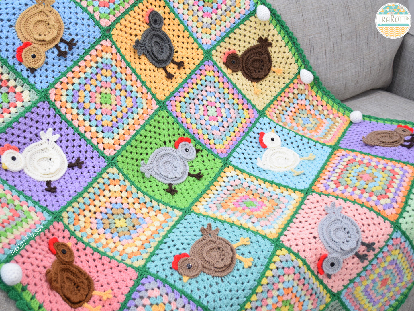 Free-Range Chickens Blanket Crochet Pattern