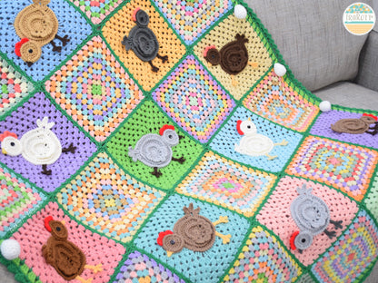 Free-Range Chickens Blanket Crochet Pattern