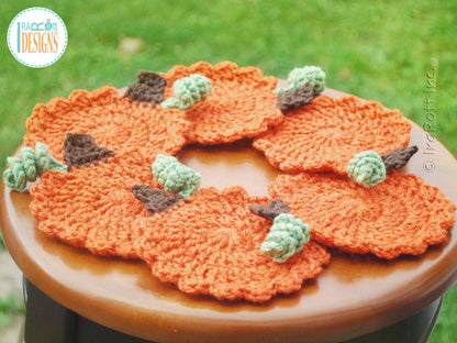 Tea Time Pumpkin Coasters Crochet Pattern