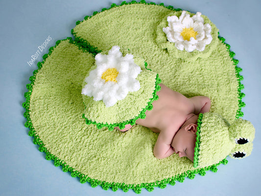 Frog on Lily Pad Baby Set Crochet Pattern