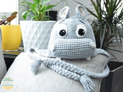 Happy Hippo the Hippopotamus Hat Crochet Pattern