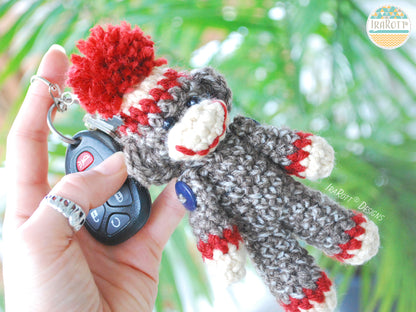 Spunky The Tiny Sock Monkey Keychain Crochet Pattern