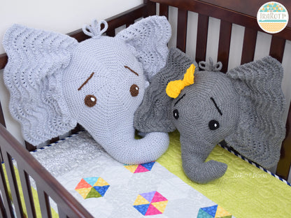 Josefina and Jeffery Elephant Pillow Knitting Pattern