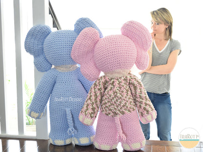 Josefina and Jeffery Big Elephants Amigurumi Crochet Pattern