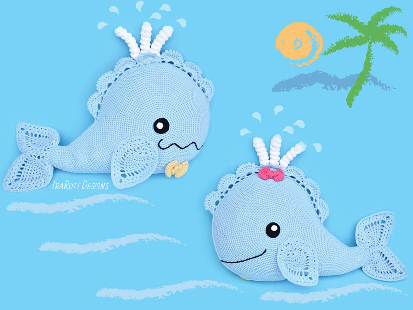 Joyce and Justin Whale Pillow Crochet Pattern