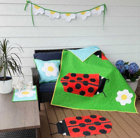 HANDMADE Ladybug Quilt with Rug, Pillowcase, Placemat and Banner