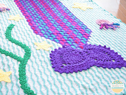 Mica the Mermaid and Jellyfish Blanket Crochet Pattern