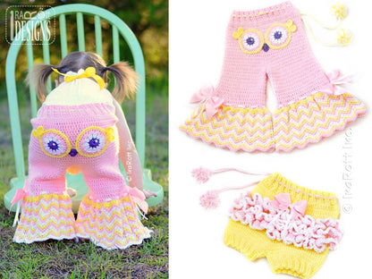 Fiesta Owl Pants and Ruffled Bloomers Crochet Pattern