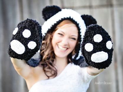 Panda Bear Scoodie with Pockets Crochet Pattern