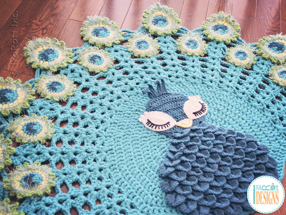 Pavo the Peacock Area Rug Crochet Pattern