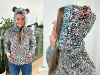 Rocky The Mountain Bear Hooded Sweater Crochet Pattern