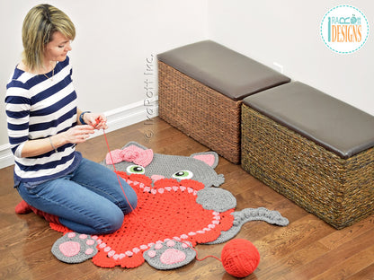Kitty Cat With Heart Rug Crochet Pattern