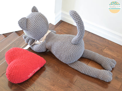Sassy The Kitty With Heart Big Amigurumi Crochet Pattern