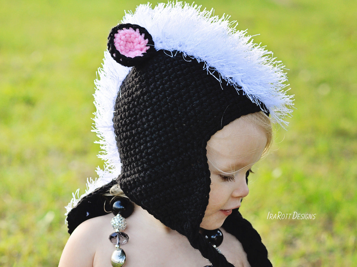 Daisy the Skunk Animal Hat Crochet Pattern IraRott Designs