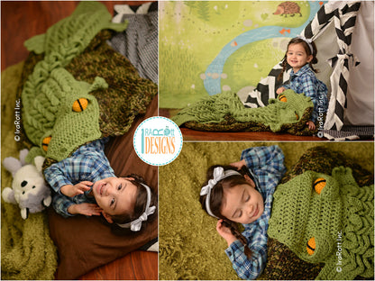 Snappy Simon The Crocodile Sleeping Bag Crochet Pattern