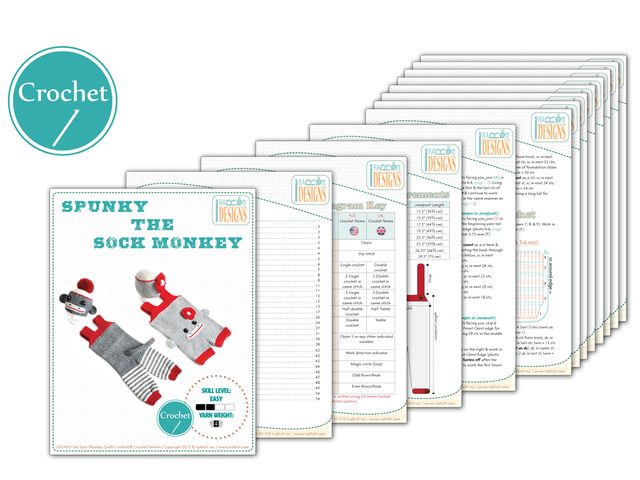 Spunky the Sock Monkey Hat and Romper-Jumpsuit Crochet Pattern