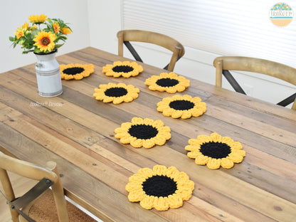 Sunflower Power Coasters Crochet Pattern